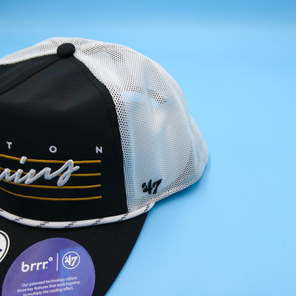 '47 Brand Hitch Hat Mens OSFA Boston Bruins Black White Mesh brrr° Cooling NHL - Picture 3 of 7